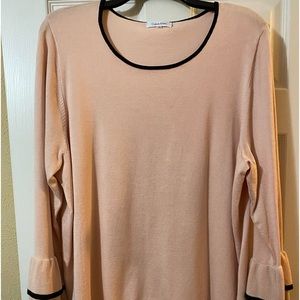 Calvin Klein Plus Woman 3X Pink With Black Trim 2 Layers  Long Sleeve Sweater